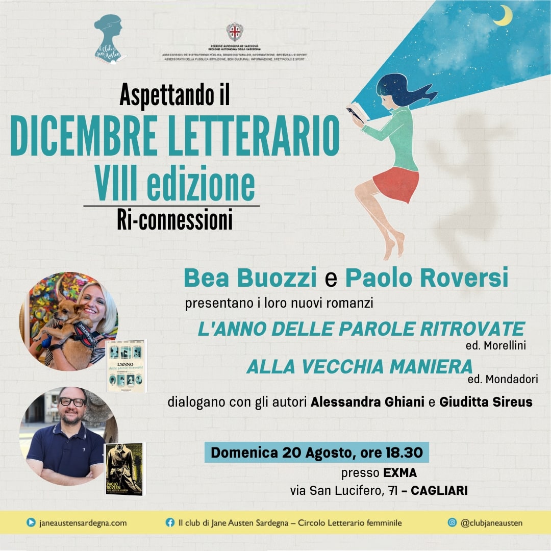 Bea Buozzi e Paolo Roversi domenica 20 agosto a Cagliari col Club di Jane Austen