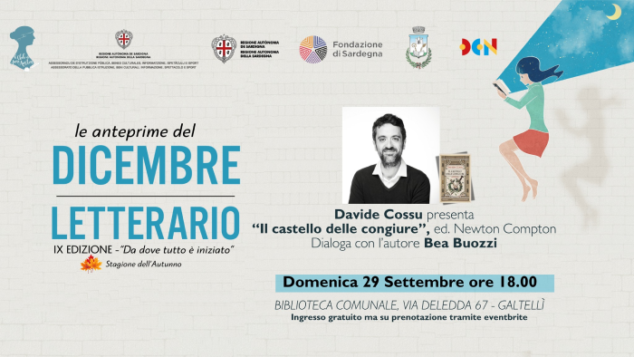 Domenica 29 settembre, alle 18, Davide Cossu presenta “Il castello delle congiure” a Galtellì per la rassegna Autunno in noir