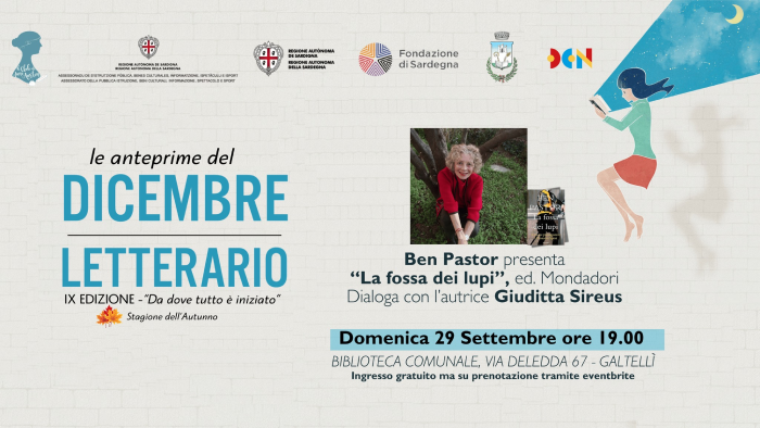 Domenica 29 settembre, alle 19, Ben Pastor chiude la rassegna Autunno in noir a Galtellì con “La fossa dei lupi”